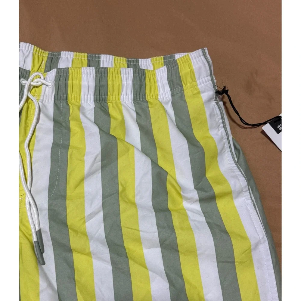 Goodfellow & Co‎ Men's Striped Swim Trunks Yellow Green White Size L 6